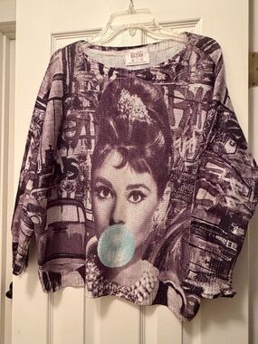 Graphic Audrey Hepburn Bubblegum Sweater
